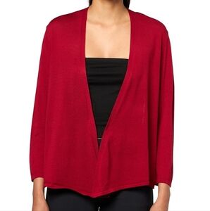 NWT Kasper A-Line Lightweight Open Front Cardigan XS Fire Red